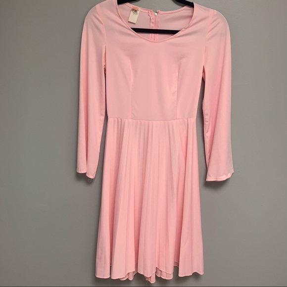 Vintage Baby Pink Women’s Long Sleeve Dress - Picture 2 of 11